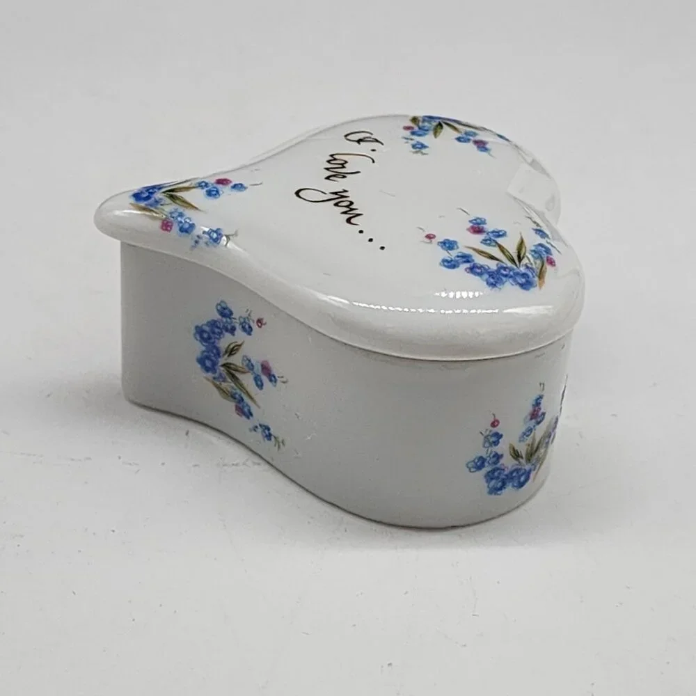 Lefton Trinket Box Heart Shaped I Love You Hand Painted Ceramic 2